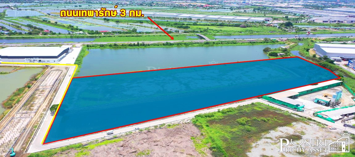 ที่สีม่วง 29 ไร่เศษ ถมเกือบเต็ม  ติดถนน 2 ด้าน เดินทางสะดวกบนถนนเทพารักษ์