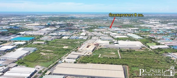 ที่สวย 10 ไร่เศษ หน้ากว้าง 148 ม. ติดถนน 3 ด้าน รถเทรลเลอร์ลุยสบาย ใกล้นิคมสมุทรสาคร พระราม 2