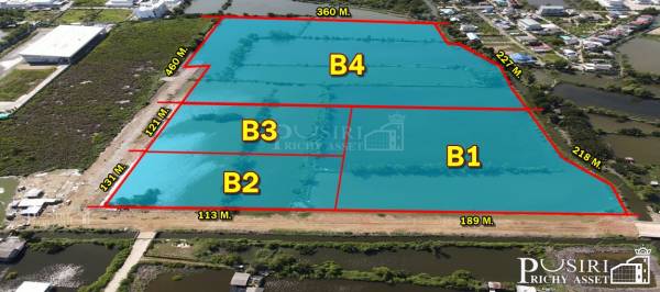 4 แปลงสุดท้าย ที่ดินแสนสวย พื้นที่สีม่วง ขายพร้อมถมแล้ว 9-100 ไร่สร้างโรงงานใหม่ของคุณให้เด่นสง่า พร้อมเอกสารับรอง  ถ.ประชาอุทิศ –วัดคู่สร้าง - KK2187S