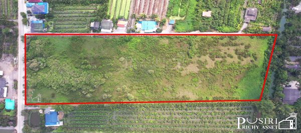 ขายที่ 18 ไร่ ติดถนนวัดคลองตัน ที่สวยสี่เหลี่ยมสวย หน้ากว้างติดถนนถึง 100 เมตร ด้านหลังติดคลอง บรรยากาศดี - KK2138S