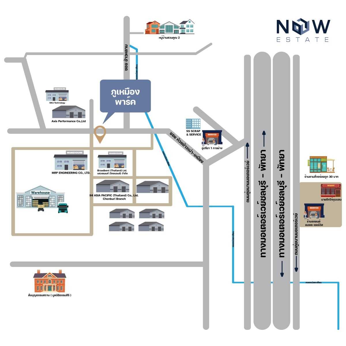 โรงงานและโกดังให้เช่าใจกลางเขตอุตสาหกรรมภาคตะวันออก EEC ZONE