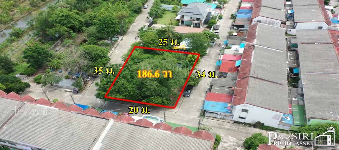 ที่สวย ปลูกบ้าน/โกดังขนาดเล็ก 186.6 วา สะดวก กับติดถนน 3 ด้าน ใน ซอยค่ายกำแพงเพชร ใกล้เศรษฐกิจ และ พุทธสาคร