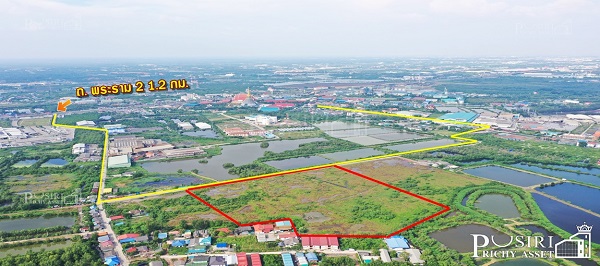 ที่สวยถมเดิม 30 ไร่ หน้ากว้างถึง 206 ม. เหมาะทำโรงงาน คลังสินค้าขนาดใหญ่ เดินทางง่ายใกล้พระราม 2 บางโทรัด 