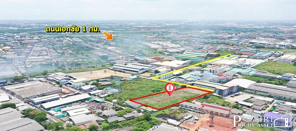 ที่สวย 3.5 ไร่ สีม่วง สร้างโรงงานได้ทุกประเภท ถมพร้อมใช้ พร้อมรั้ว 50% เทรลเลอร์สบาย ใกล้ ถ.เอกชัย และ พระราม 2 เพียง 1 กม.
