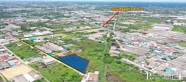 สร้างโรงงานได้ทุกประเภท พื้นที่สีม่วง 4 ไร่ พร้อมหน้ากว้างถึง 117 เมตร เดินทางง่าย ใกล้ถนนเศรษฐกิจเพียง 800 ม.