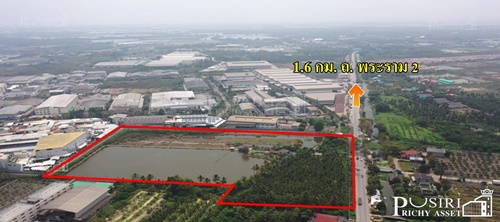 ขายที่สวยเด่น สร้างโรงงานได้ทุกประเภท หน้ากว้าง ขนาด 202 เมตร ขนาด 28 ไร่ 162 วา ติดคลอง ถนนกว้างใช้รถเทเลอร์ได้สะดวก ใกล้นิคมสมุทรสาคร - KK2602S