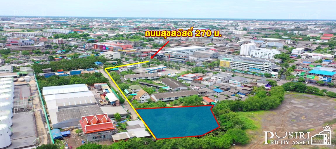 ที่ 450 วา สีม่วงแท้ 100 % ใจกลางสุขสวัสดิ์ 51 สร้างโรงงานได้ทุกประเภท เดินทางสะดวกใกล้วงแหวน 