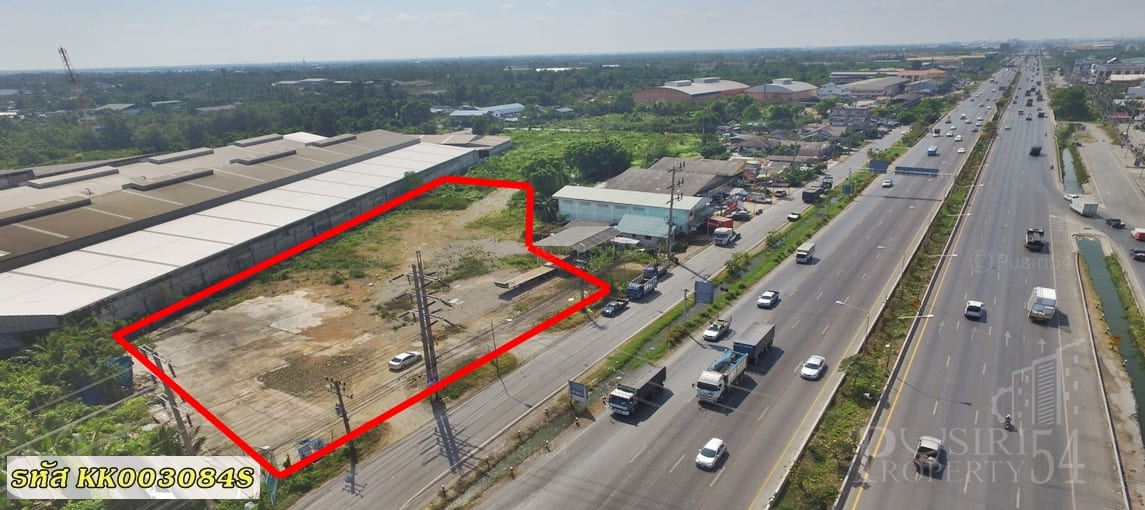 เพิ่มโอกาสในการเข้าถึงลูกค้า ที่ดิน 4 ไร่ ติดถนนพระราม2 ขาออก เข้าใช้งานได้เลย เพราะถมแล้ว สังเกตง่ายๆ ก่อนถึงดูโฮมบ้านแพ้ว - ขายที่ดินติดถนนพระราม2  KK3084S