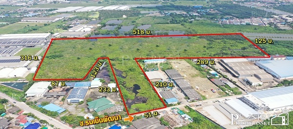 ที่สร้างโรงงานทุกประเภท 66 ไร่ สีม่วง สมุทรสาคร พื้นที่กว้างด้านใน เทรลเลอร์สะดวก ระบายก็สะดวก 