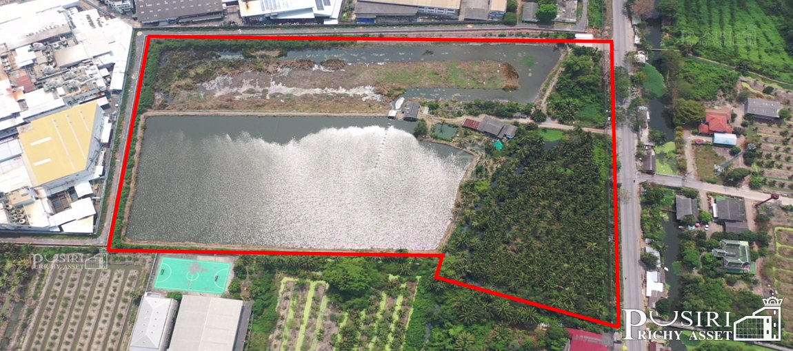 ที่สวยเด่น สร้างโรงงานได้ทุกประเภท หน้ากว้าง 202 เมตร ขนาด 28 ไร่ 162 วา ติดคลอง ถนนกว้างใช้รถเทเลอร์ได้สะดวก ใกล้นิคมสมุทรสาคร KK2602S