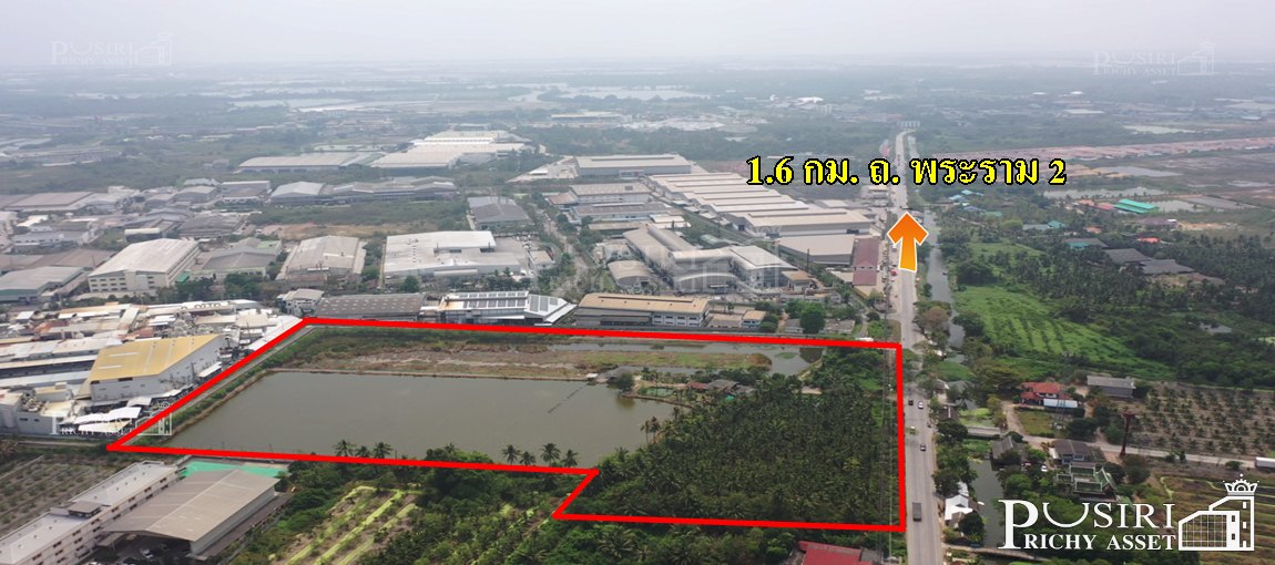 ที่สวยเด่น สร้างโรงงานได้ทุกประเภท หน้ากว้าง 202 เมตร ขนาด 28 ไร่ 162 วา ติดคลอง ถนนกว้างใช้รถเทเลอร์ได้สะดวก ใกล้นิคมสมุทรสาคร KK2602S