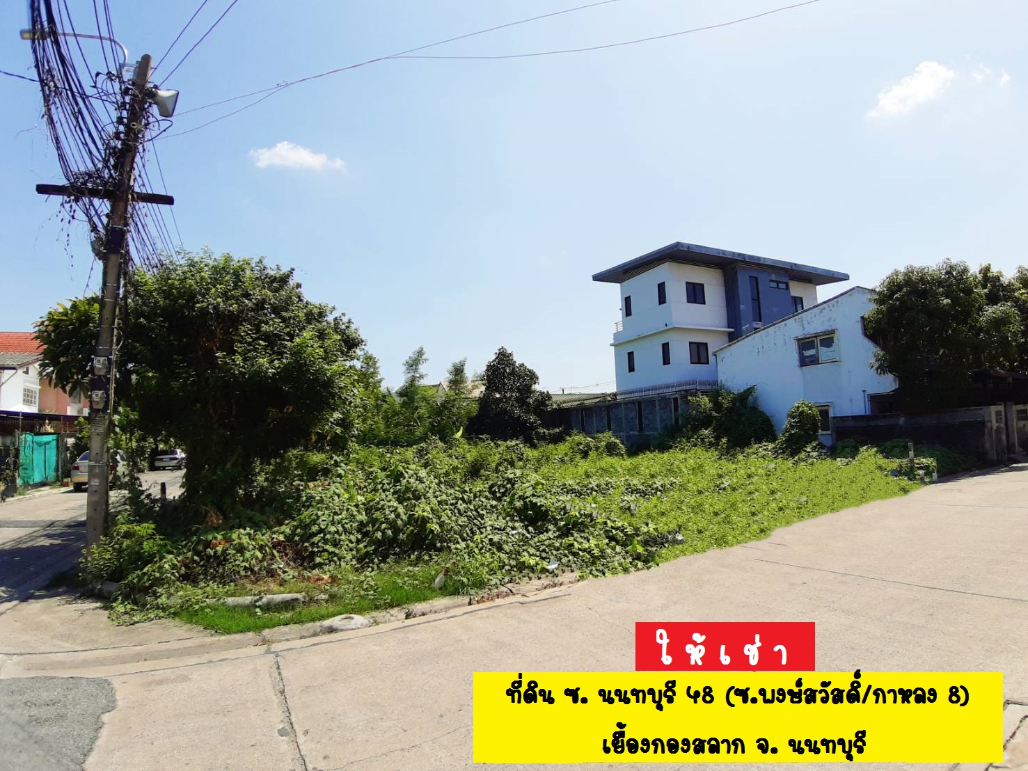 ((!!ให้เช่าด่วน!!)) ที่ดิน 126 ตร.ว. ซ. นนทบุรี 48 ( ซ.พงษ์สวัสดิ์ 8 ) ตรงข้ามกองสลาก จ. นนทบุรี 