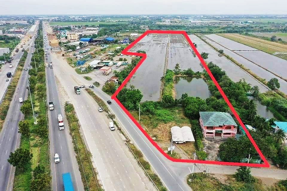 ขายด่วน!!  ที่ดินติดถนนหมายเลข9 กาญจนาภิเษก บางปะอิน-บางบัวทอง ฝั่งขาเข้าเชื่อมต่อราชพฤกษ์ตัดใหม่ปทุมธานี 