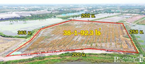 ที่ สวยสร้างโกดัง 38 ไร่เศษ หน้ากว้างถึง 200 ม. ติดถนน ที่รถเทรลเลอร์ เข้าออกสบาย ใกล้ถนนบ้านแพ้ว พระราม 2 คุ้มค่ากว่าที่อื่นๆ 17% - KK1044S
