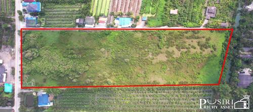 ขายที่ 18 ไร่ ติดถนน เส้นวัดคลองตัน ที่สวย สี่เหลี่ยมสวย หน้ากว้างติด ถนนถึง 100 เมตร ด้านหลังติดคลอง บรรยากาศดี - KK2138S