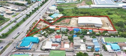 ที่ทำเลทอง 7ไร่เศษ ติด พระราม 2 หน้ากว้าง 83 ม. พร้อมโกดัง 2,000ตร.ม. เยื้อง ไทยวัสดุ-มหาชัย - KK3582S