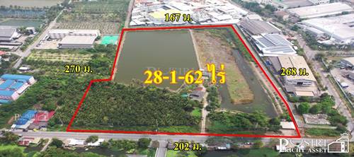 ขายที่สวยเด่น สร้างโรงงานได้ ทุกประเภท หน้ากว้าง 202 เมตร ขนาด 28 ไร่ 162 วา ติดคลอง ถนนกว้าง ใช้รถเทเลอร์ได้ สะดวก ใกล้ นิคมสมุทรสาคร - KK2602S