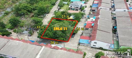 ที่สวย ปลูกบ้าน/โกดังขนาดเล็ก 186.6 วา สะดวก ติดถนน 3 ด้าน ในซอย ค่ายกำแพงเพชร ใกล้ เศรษฐกิจ และพุทธสาคร