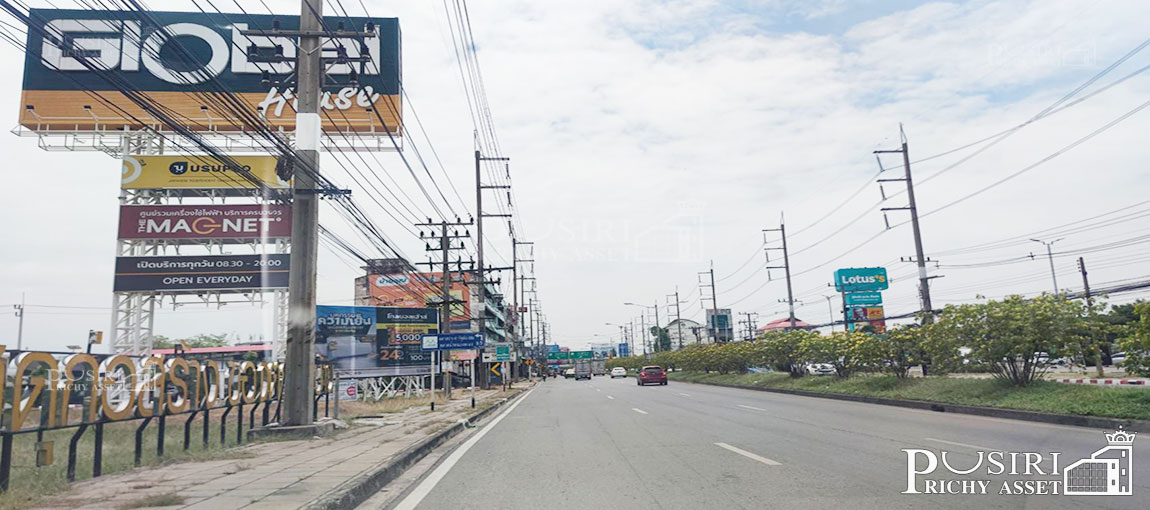 สร้างโรงงานได้ทุกประเภท ที่สีม่วง 11 ไร่เศษ หน้ากว้าง 78 ม. เทรลเลอร์เข้าออกสะดวก ใกล้ ถ. เศรษฐกิจและพุทธสาคร ราคาพิเศษ  KK1320s