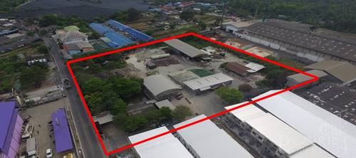 ขายที่ดิน 7ไร่ พร้อม พื้นที่ใช้สอย ลานคอนกรีต เต็มพื้นที่ มีโรงงาน โกดัง สำนักงาน อุปกรณ์และใบ รง.4 ครบถ้วน แถมติดถนน 2 ด้านในราคาที่เปล่า - KK1434S
