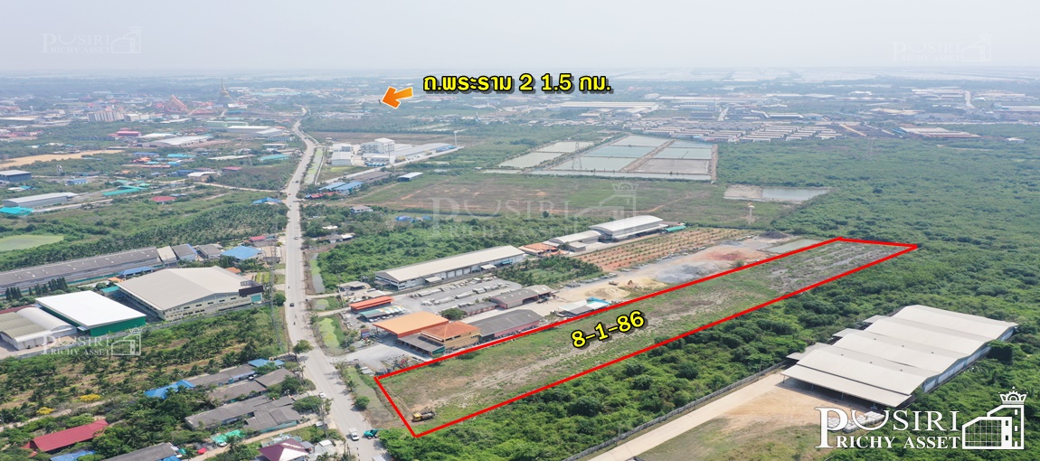 ขายที่สวยสีม่วง 8 ไร่เศษ ใกล้พระราม 2 และราคาพิเศษเพียงไร่ละ 4 ล้าน นิดๆ สร้างโรงงานได้ทุกประเภท เทรลเลอร์เข้าออกสะดวก เพียง 1.3 กม.  KK3887S