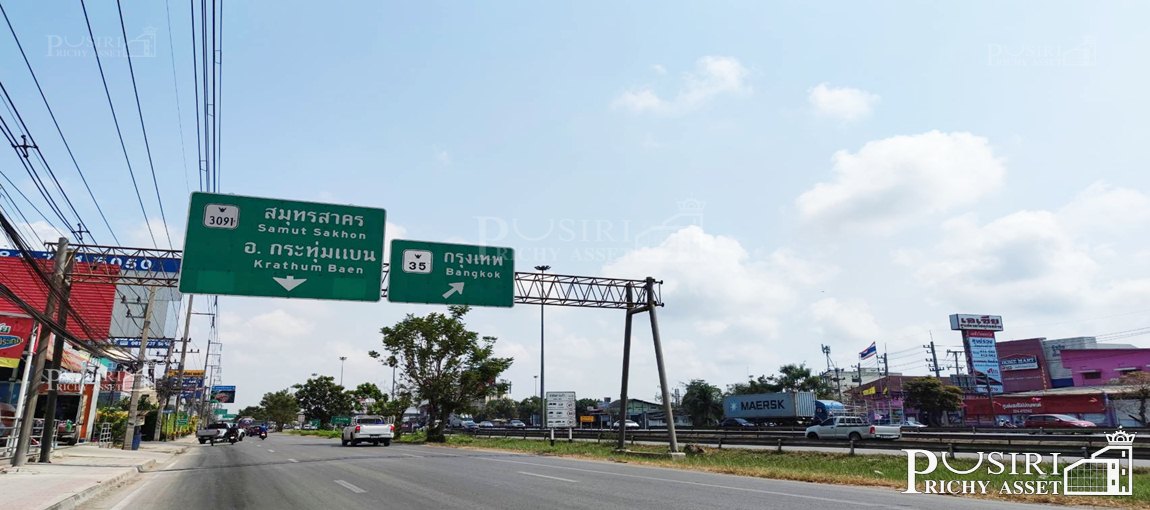 ที่สวย สร้างโรงงานได้ทุกประเภท หน้ากว้าง 202 เมตร ขนาด 28 ไร่ 162 วา ติดคลอง ถนนกว้างใช้รถเทเลอร์ได้สะดวก ใกล้นิคมสมุทรสาคร KK2602S