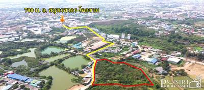 ที่สวย สร้าง โรงงาน 6.5 ไร่ หน้ากว้างอังกาล 105 ม. พร้อม การระบายน้ำลงคลองด้านหลังได้ทันที สาธารณูปโภคครบ สะดวกบนถนนสมุทรสาคร-โคกขาม (ถนนกิจมณี) - KK3967S