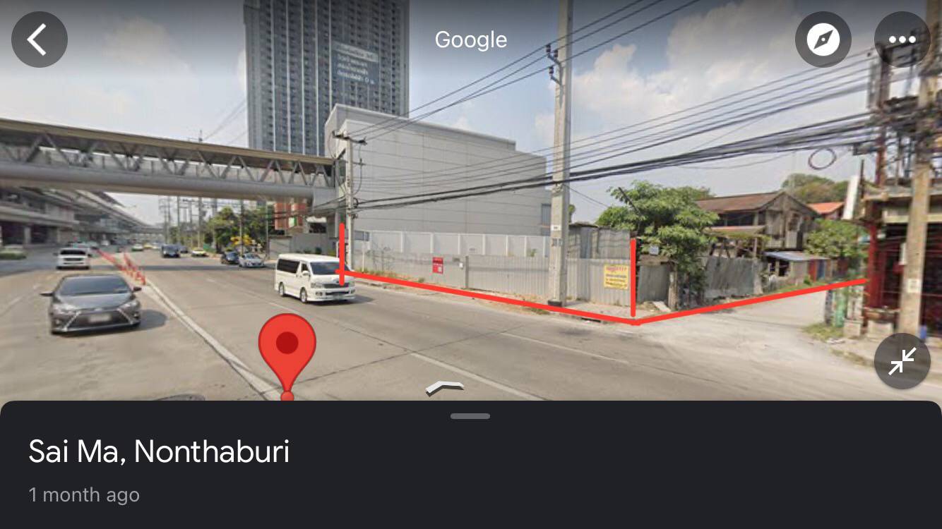 ขายที่ดิน พร้อมบ้าน ทำเลดีมาก ติดถนนรัตนาธิเบศร์ และ ติดสถานีรถไฟฟ้าสายสีม่วง สถานีไทรม้า exit2