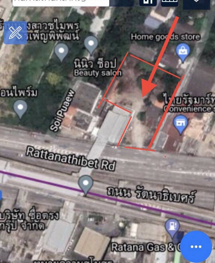 ขายที่ดิน พร้อมบ้าน ทำเลดีมาก ติดถนนรัตนาธิเบศร์ และ ติดสถานีรถไฟฟ้าสายสีม่วง สถานีไทรม้า exit2