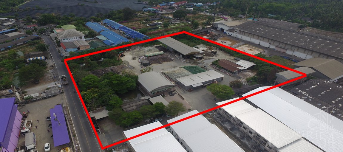 ที่ดิน 7 ไร่ พร้อมพื้นที่ใช้สอย ลานคอนกรีตเต็มพื้นที่ มีโรงงาน โกดัง สำนักงาน อุปกรณ์และใบ รง.4 ครบถ้วน ติดถนน 2 ด้าน ในราคาที่เปล่า KK1434S