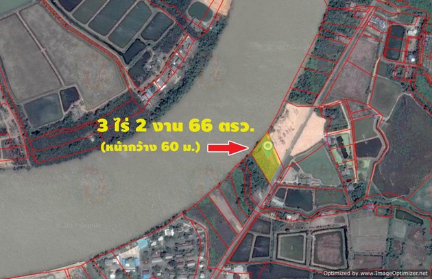 ขายที่ดิน 3 ไร่ครึ่ง แปลงสวย ติดแม่น้ำบางประกง ตำบลบ้านโพธิ์ อำเภอบ้านโพธิ์ จังหวัดฉะเชิงเทรา 