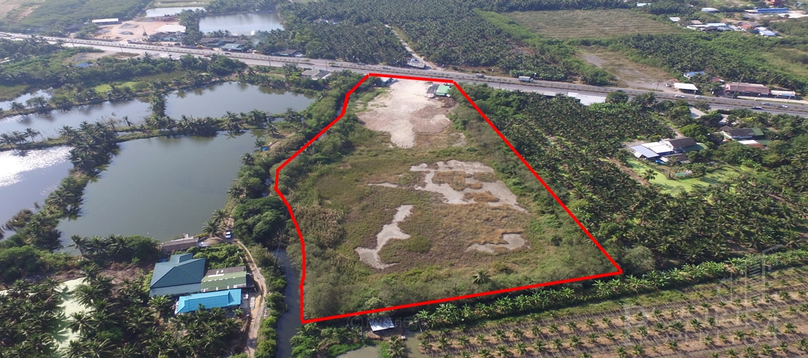 ที่ 11 ไร่เศษ ติดถนนบ้านแพ้ว-พระราม 2 ถมพร้อมใช้ เดินทางสะดวก เพียงไร่ละ 6.5 ล้าน  KK3256S