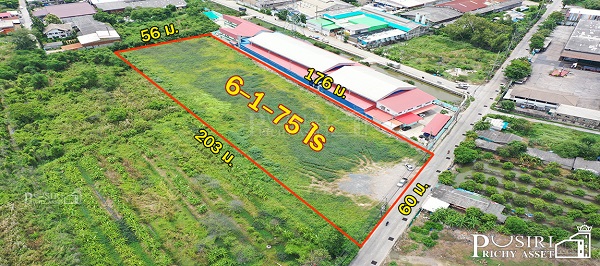 ที่ ถมพร้อมใช้ 6 ไร่ สร้างโรงงานใหญ่ได้ทุกประเภท 7,000 ตร.ม. เทรลเลอร์เข้าออกสะดวก KK5114S