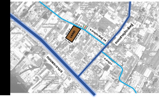 ขายที่ดินสวย ติดถนน ใกล้พระราม 3สีน้ำตาล (ย.9) ที่อยู่อาศัยหนาแน่นมาก ทำเลดี ข.ยานนาวา 