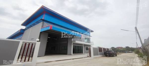 โรงงานใหม่ ย่านท่าเสา 1 ไร่ พื้นที่ใช้สอย 784 ตร.ม. พร้อมออฟฟิต 2 ชั้น เก็บเยอะ/วางหนักได้พื้นรับ 3 ตัน/ตร.ม. + พื้นที่ต่อเติมด้านข้างกว่า 1 งาน - kk5541s