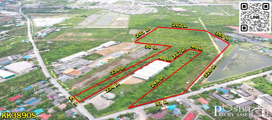 สุดยอดทำเลศักยภาพ ที่สวย 58 ไร่ ใกล้พระราม 2 สีม่วงแท้ 100% เหมาะทำโรงงาน โกดัง และศูนย์กระจายสินค้า  kk3890s