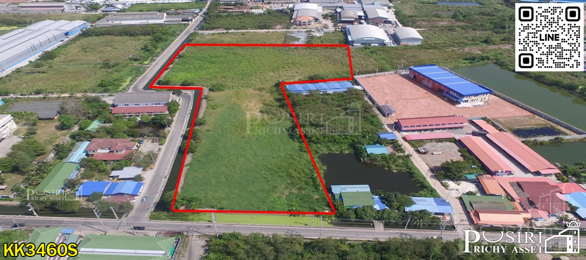 ที่ดิน 14 ไร่เศษ ติดถนน 2 ด้าน พร้อมหน้ากว้าง 276 ม. ถนนเลียบคลองสี่วา-เอกชัย KK3460S