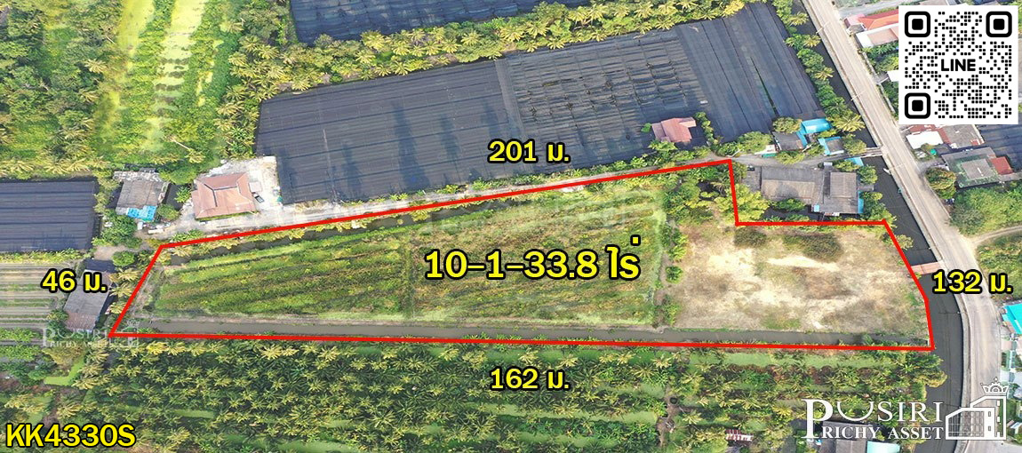 ที่ 10 ไร่เศษ ใกล้ ถ. ตัดใหม่พรานนก - สาย 4 ร่มรื่น ด้านหน้าติดคลองกว้างๆรับลมตลอดปี รถยนต์เข้าออกสบาย KK4330S