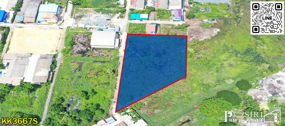 สร้างโรงงานได้ทุกประเภท ที่สีม่วง 4 ไร่ พร้อมหน้ากว้าง 117 เมตร เดินทางง่าย ใกล้ถนนเศรษฐกิจเพียง 800 ม.  KK3667S