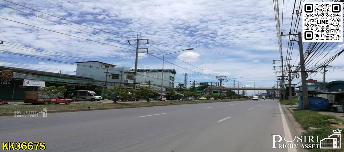 สร้างโรงงานได้ทุกประเภท ที่สีม่วง 4 ไร่ พร้อมหน้ากว้าง 117 เมตร เดินทางง่าย ใกล้ถนนเศรษฐกิจเพียง 800 ม.  KK3667S
