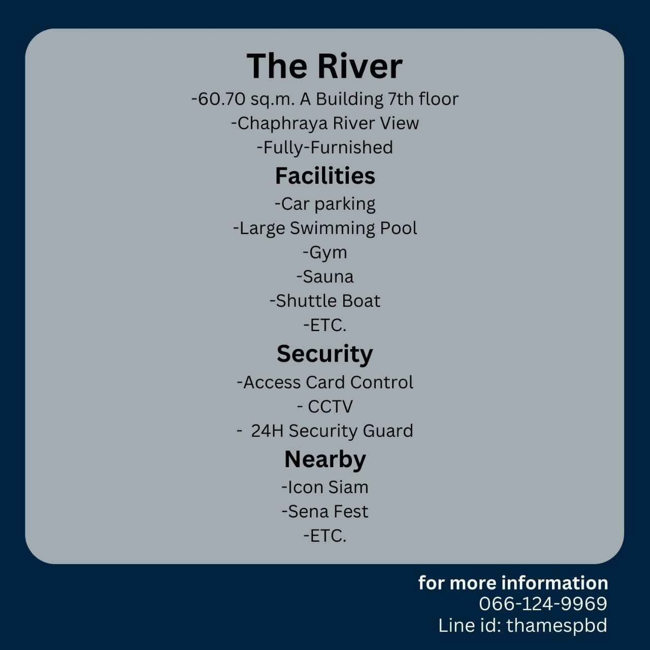 ด่วน  คอนโด THE RIVER ตึก A วิวแม่น้ำเจ้าพระยา ชั้น 7 ห้อง 1 bedroom วิวสะพานกรุงเทพฯทำเลดี