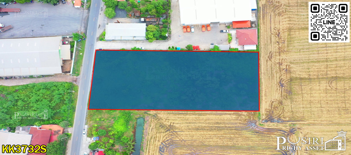 ที่ถมแล้วให้เช่า เกือบ 3 ไร่ ทำเลสวย เด่นติดถนน ใช้งานได้หลากหลาย ใกล้ถนนบางบัวทอง-สุพรรณ 1.8 กม.  KK3732S
