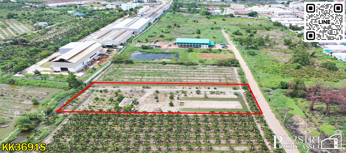 ที่ 5 ไร่ สร้างโรงงานใหญ่ได้ถึง 5,000 ตร.ม.อย่างลงตัว พร้อมระบายน้ำลงคลองด้านหลังได้ทันที ใกล้ ถ.พระราม 2 และอีก 2 ถนนหลัก  KK3691S