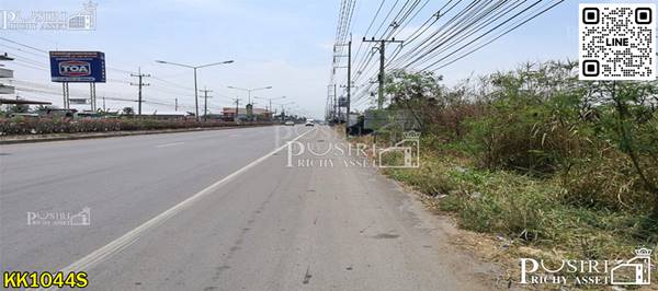 ที่สวยสร้างโกดัง 38 ไร่เศษ หน้ากว้างถึง 200 ม. ติดถนนที่รถเทรลเลอร์เข้าออกสบาย ใกล้ถนนบ้านแพ้ว