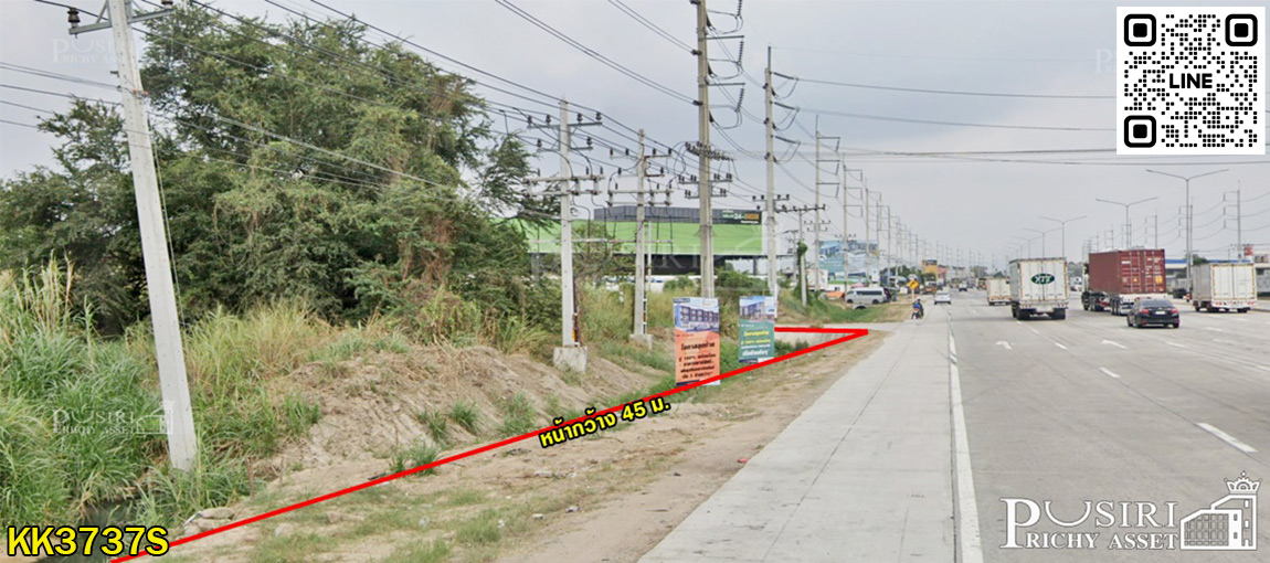 ที่ 6.5 ไร่ ตรงข้ามนิคมอุตสาหกรรมปิ่นทอง1 เด่น ใกล้มอเตอร์เวย์ 7 ถนน 3 ด้าน 