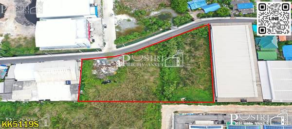 สร้างโรงงานสวย 4 ไร่ หน้ากว้างเด่น 111 ม. เทรลเลอร์เข้าออกสะดวก ติดถนน ซอย ราษฏร์สามัคคี5 ใกล้ถนนเศรษฐกิจเพียง 1.1 กม. - KK5119S