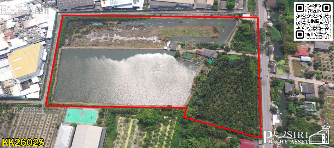 ที่สวยเด่น สร้างโรงงานได้ทุกประเภท หน้ากว้าง 202 เมตร ขนาด 28 ไร่ 162 วา ติดคลอง ถนนกว้างใช้รถเทเลอร์ได้สะดวก นิคมสมุทรสาคร KK2602S