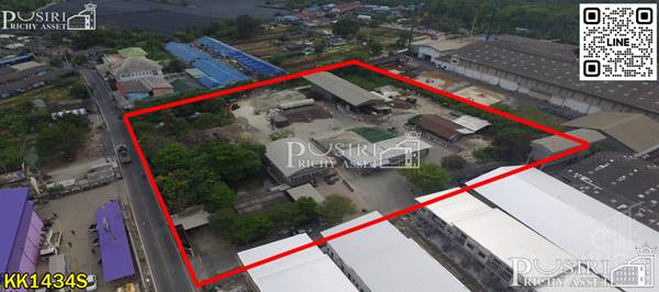 ขายที่ดิน 7 ไร่ พร้อม พื้นที่ใช้สอยลานคอนกรีตเต็มพื้นที่ มีโรงงาน โกดัง สำนักงาน อุปกรณ์และใบ รง.4 ครบถ้วน แถมติดถนน 2