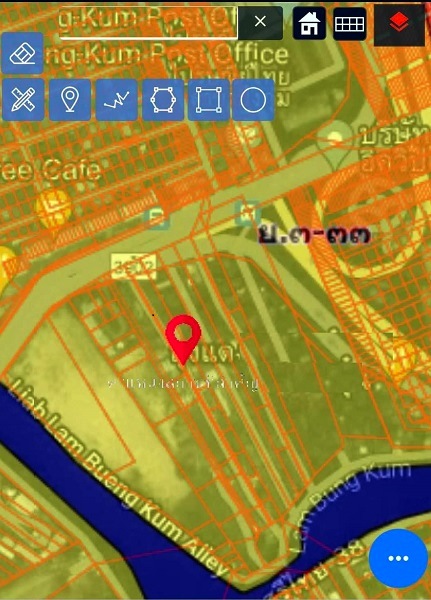 ขายที่ดินติดถนนเสรีไทยผังสีเหลือง 2 ไร่ 88 ตารางวา หน้ากว้าง 21.93 ลึก 190 พร้อมสิ่งปลูกสร้าง