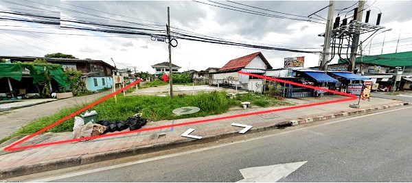ขายที่ดินติดถนนเสรีไทยผังสีเหลือง 2 ไร่ 88 ตารางวา หน้ากว้าง 21.93 ลึก 190 พร้อมสิ่งปลูกสร้าง